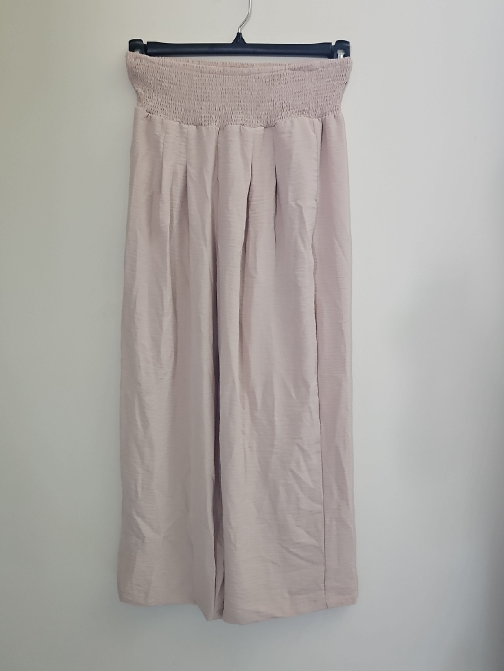 Smocked High-Waist Wide Leg Pants